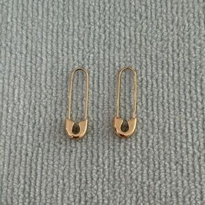 Gold Safety Pin Drop Earrings - Women's Jewelry